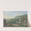 Waldtal mit einem Bach, rechts zwei Bauernhäuser by Karl Franz Kraul