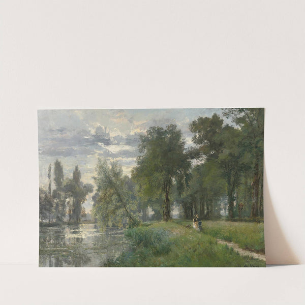 Walking by the river by Alexandre René Veron