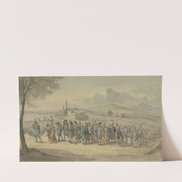 Walldürer Wallfahrer ziehen bei dem Städtchen Höchst am Main vorbei (ca 1830) by Jakob Fürchtegott Dielmann