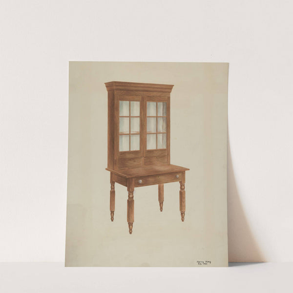 Walnut Desk and Bookcase by Harry King