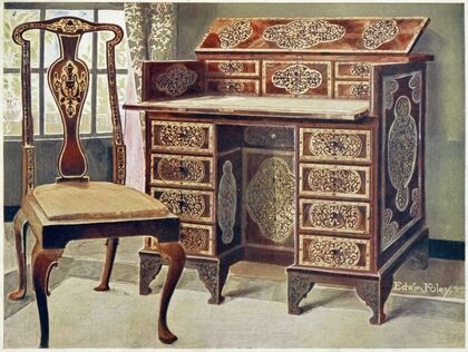 Walnut inlaid writing-table