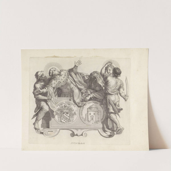 Wapen van de familie Barbarigo en de dood van de heiligen Gervasius en Protasius (1673-1743) by Robert van Audenaerde