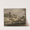 Wäscherinnen an einem Flüsschen, dahinter Hausruine mit antiken Säulen by Jean-Jacques de Boissieu
