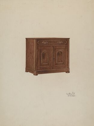 Wash Cabinet, with Marble Top and Semi-back