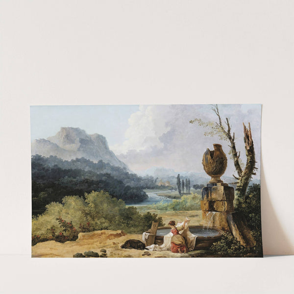 Washerwoman In A Landscape by Hubert Robert