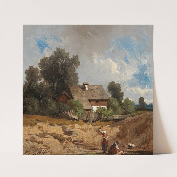 Washerwomen by the River by August Schaeffer von Wienwald