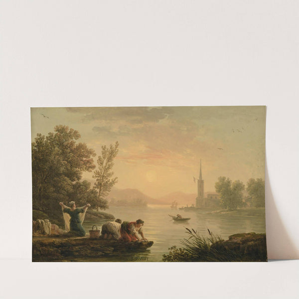 Washerwomen near by a lake by Claude-Joseph Vernet