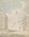 Washington Monument looking north on Washington Place in Baltimore, Maryland
