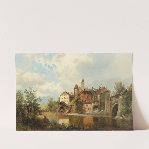 Watermill on a Riverbank by a Town by Josef Thoma
