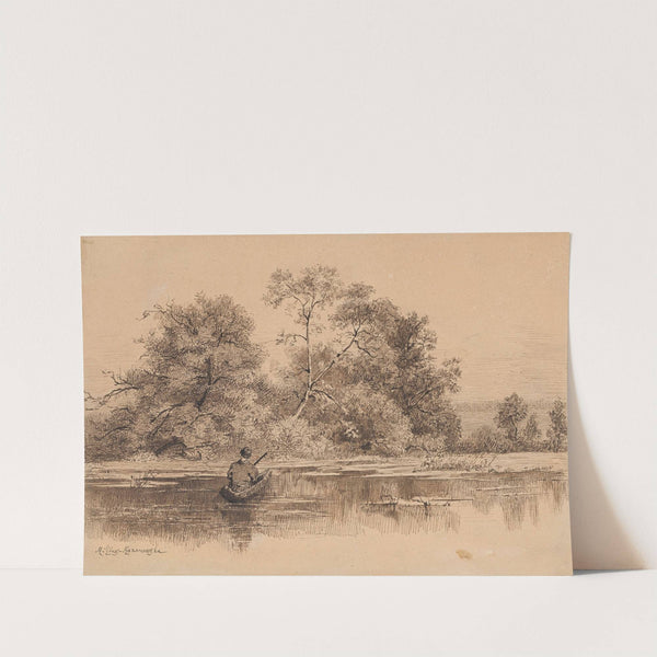 Waterside Landscape with a Man in a Boat by Maria Klass-Kazanowska