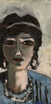 Weiblicher Kopf in Blau und Grau (Die Ägypterin)