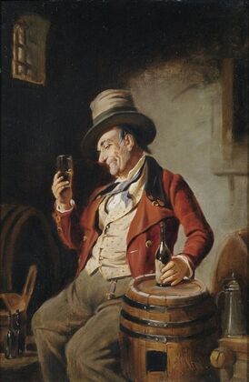 Weintrinker im Fasskeller
