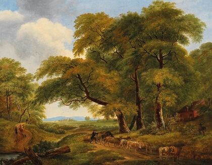 Weite Landschaft mit Viehherde