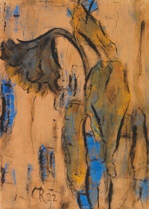 Welkende Sonnenblumen mit Blau (1922)