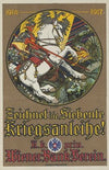 Werbe-Blatt des Wr. Bankvereins für die 8. Kriegsanleihe (der hl. Georg im Kampf mit dem Drachen) (1918)