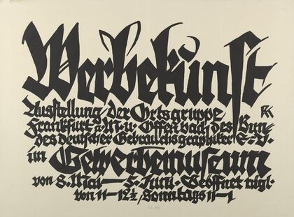 Werbekunst. Ausstellung der Ortsgruppe Frankfurt a.M. und Offenbach des Bundes deutscher Gebrauchsgraphiker e.V. im Gewerbemuseum von 8. Mai – 5. Juni — size preview