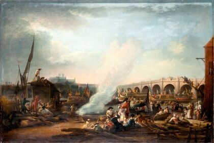 Westminster Bridge and the Thames Procession of King Christian VII of Denmark in 1769