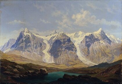 Wetterhorn, Mettenberg und Eiger mit den beiden dazwischenliegenden Grindelwaldgletschern