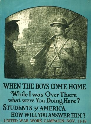 When the boys come home While I was over there what were you doing here, Students of America, how will you answer him