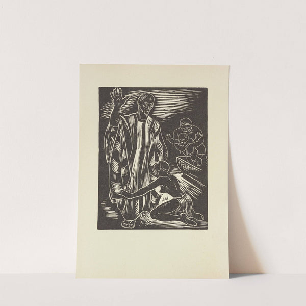 When the woman hear the pican cry, she hold Elisha’s foot and thank him plenty (1946) by Letterio Calapai