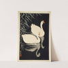 White Chinese Geese Swimming By Reeds by Ohara Koson