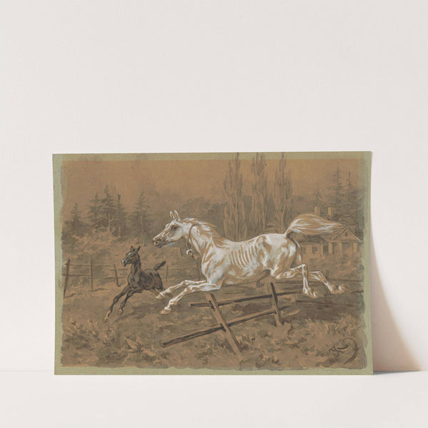 White mare and black foal (1880) by Juliusz Kossak