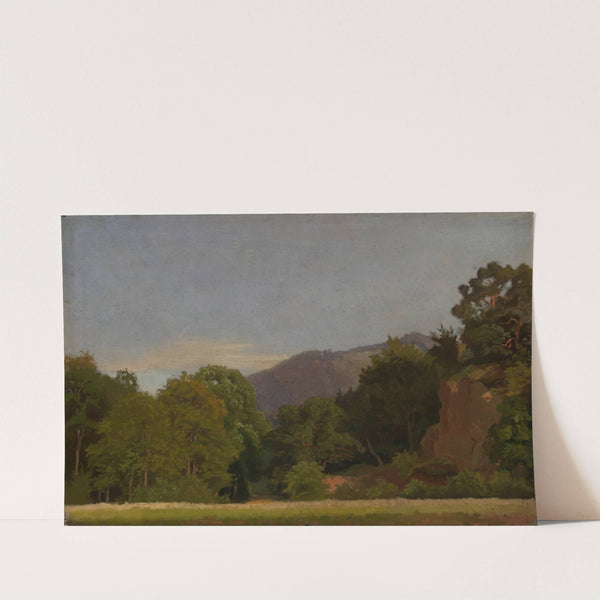 Wiese am Waldrand mit Höhenzug in der Ferne by Emil Lugo