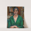 Wife&#039;s portrait in a green sweater by Józef Pankiewicz