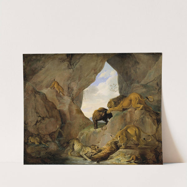 Wild Animals in a Mountain Gorge by Carl Borromäus Andreas Ruthart