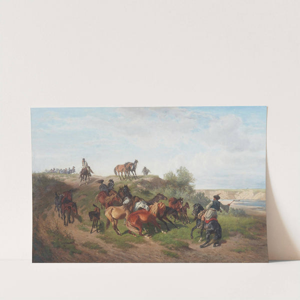 Wildpferde in der Puszta by Heinrich Lang