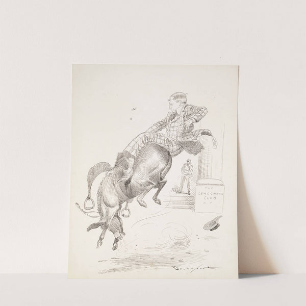 William Randolph Hearst about to fall off of a bucking Democrat donkey in front of the Democratic Club N.Y. by Homer Davenport