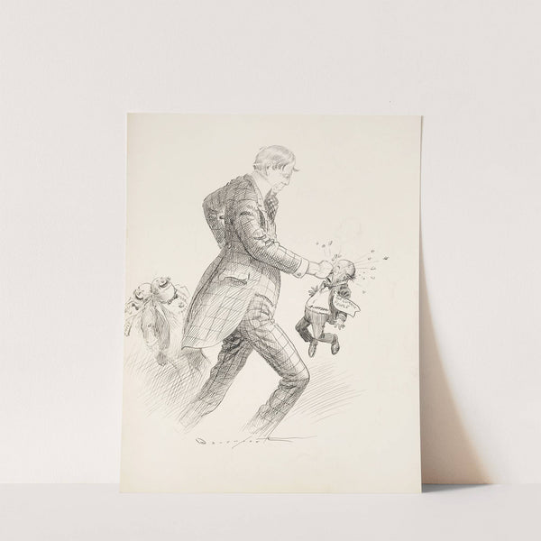 William Randolph Hearst punches a small man representing the &#8216;common people&#8217; while two fat men representing Trusts laugh by Homer Davenport