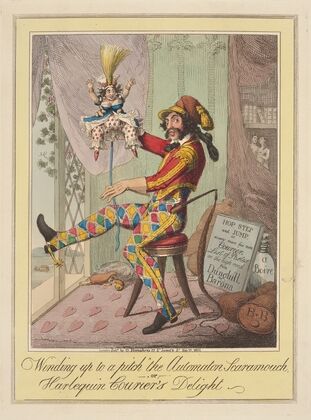 Winding up to a pitch, the automaton Scaramouch, – or, – Harlequin courier’s delight. (1821)