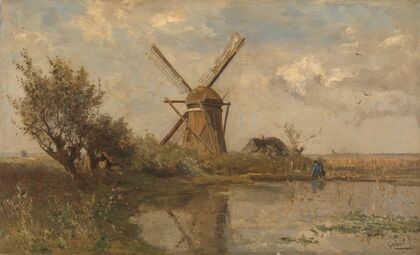 Windmill on a Pond