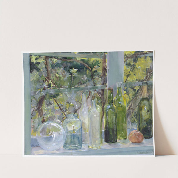 Windowsill with Bottles, a Glass Globe and an Apple by Menso Kamerlingh Onnes