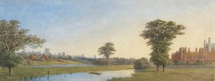 Windsor Castle and Eton College from Fellows’ Eyot, River Thames (1871)
