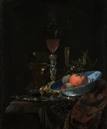 Wineglass and a Bowl of Fruit