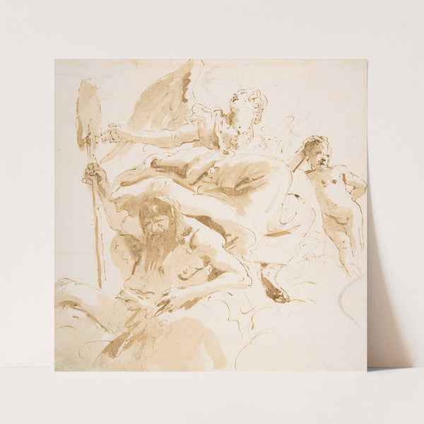 Winged Female Figure, River God, and a Nude Boy by Giovanni Battista Tiepolo