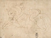 Winged Infant Riding a Crouching Horse