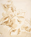 Winged Putto Crowning a Seated Woman Who Looks Upward