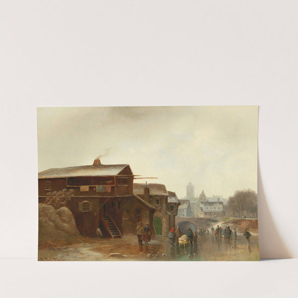 Winter Amusements With A Town In The Background by Anton Doll