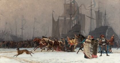 Winter evening at the harbor — size preview