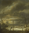 Winter Landscape near Haarlem with a Lamppost