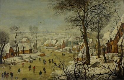 Winter landscape with a bird trap