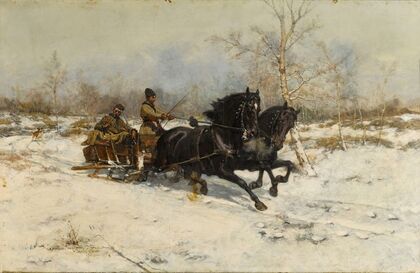 Winter landscape with a Horse Drawn Carriage