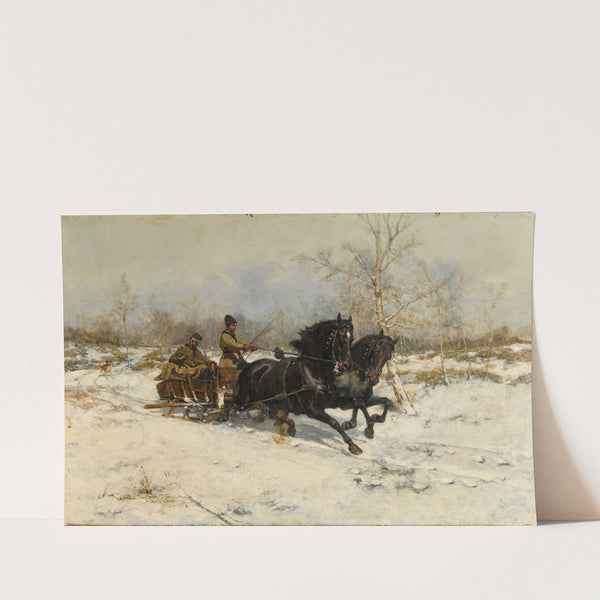 Winter landscape with a Horse Drawn Carriage (1883) by Antoni Piotrowski