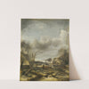 Winter Landscape With A Man Fixing A Sled At The Edge Of A Frozen River by Jan van de Cappelle