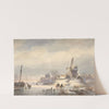 Winter Landscape with Frozen River by Lodewijk Johannes Kleijn