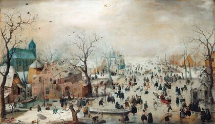 Winter Landscape with Ice Skaters