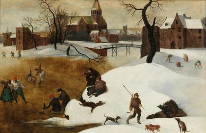 winter landscape with skaters